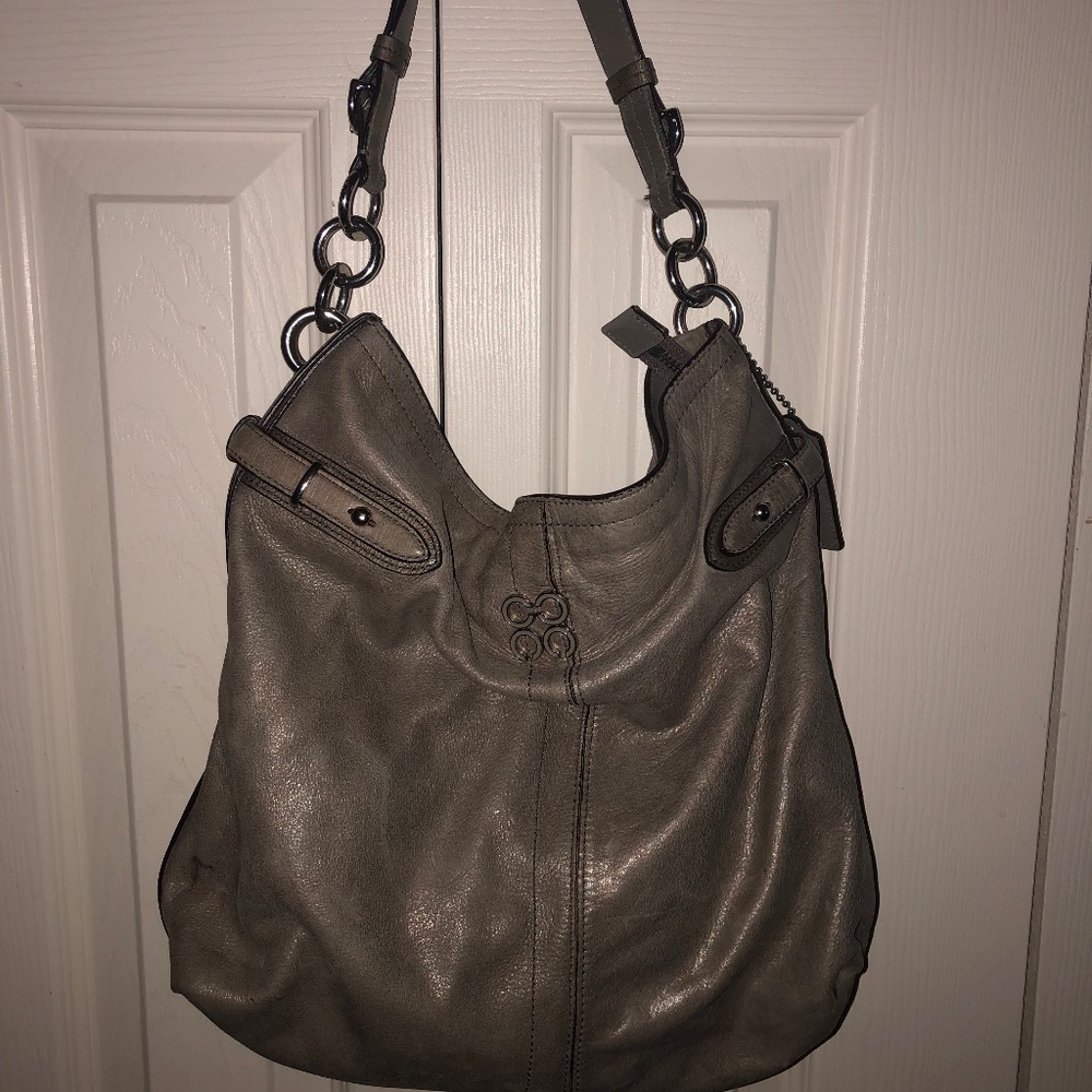 Coach metallic medium hobo bag